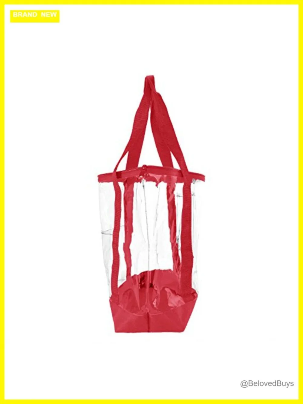 Clear PVC Shopping Tote with Zipper Top, Security Work Bag, Large Shoulder